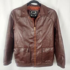 MS. PIONEER Leather Jacket USA Womens S Vtg 70s Brown Ranch Western Boho Indie